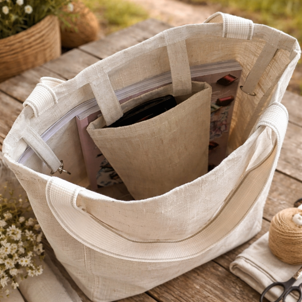 Natural Oat Linen Tote Bag – Handmade Shopping & Book Tote