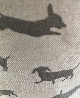 Natural Grey Sausage Dog Handmade fabric Purse