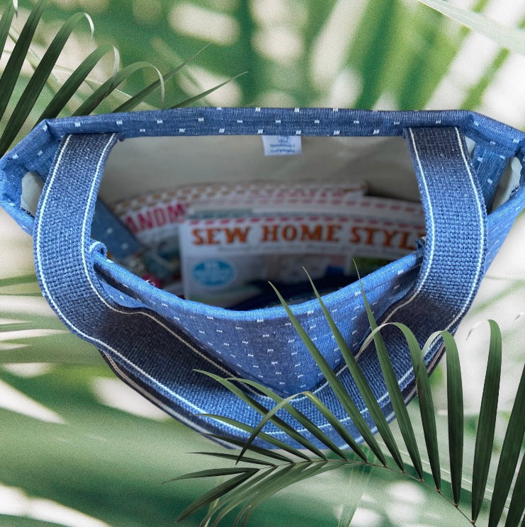 Blue and White spot organic  Handmade Tote Bag  | Free UK Shipping
