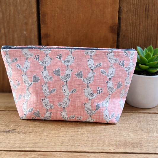Handmade Fabric Washbag – Pink Bird Sophia Design | Free UK Shipping
