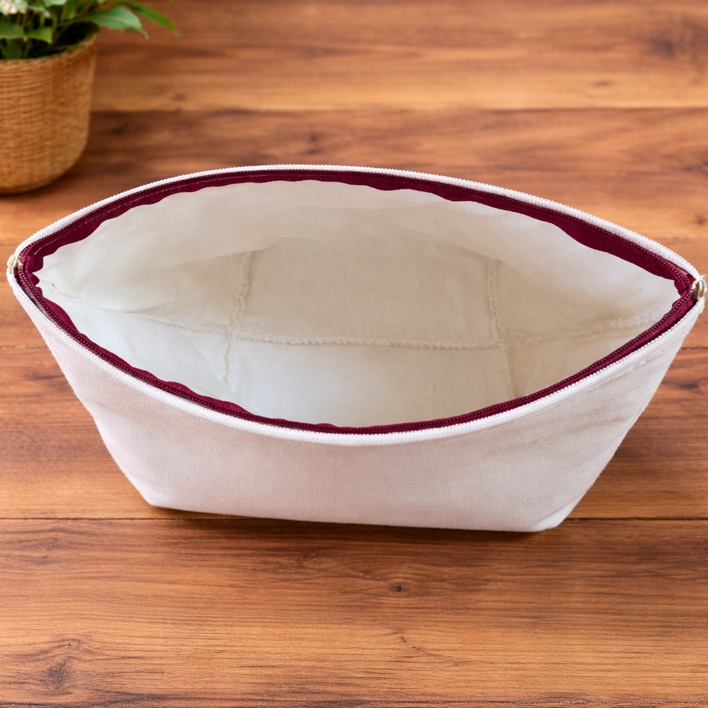 Natural organic  Embroidered  Handmade  Fabric washbag