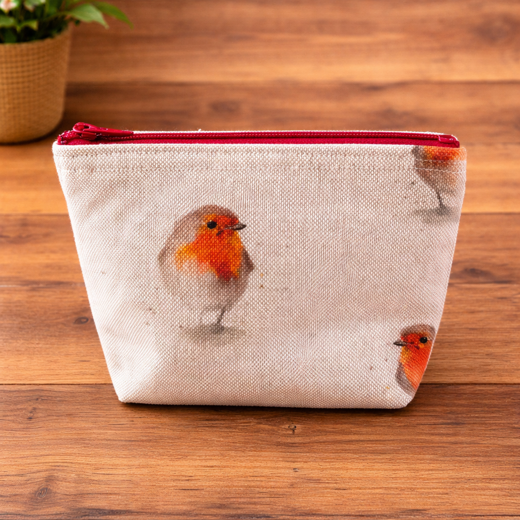 Handmade Fabric Purse – Natural Robin Design | Free UK Shipping