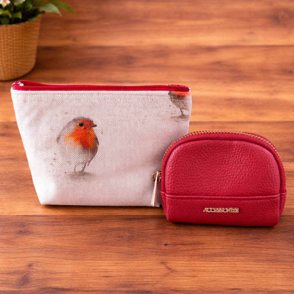 Handmade Fabric Purse – Natural Robin Design | Free UK Shipping