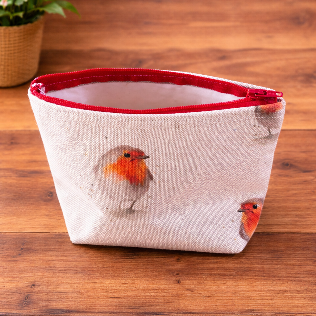 Handmade Fabric Purse – Natural Robin Design | Free UK Shipping
