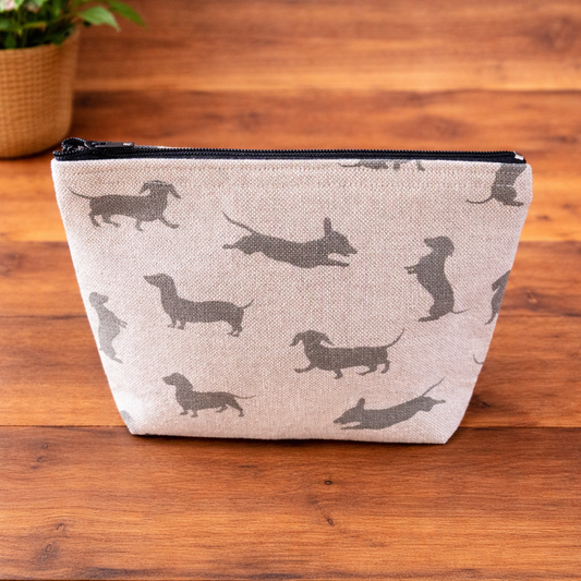 Handmade Fabric Purse – Grey Sausage Dog Design | Free UK Shipping