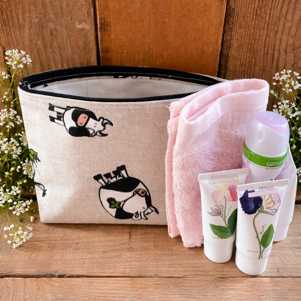 Handmade Fabric cow washbag Design | Free UK Shipping