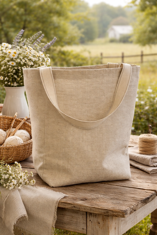 Natural Oat Linen Tote Bag – Handmade Shopping & Book Tote