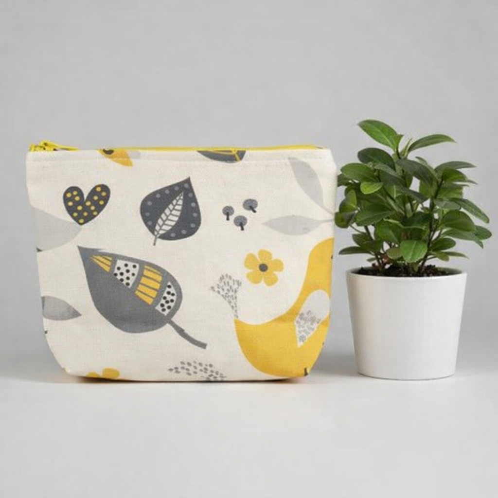 Handmade Fabric Purse – White Scandinavian Bird Design | Free UK Shipping