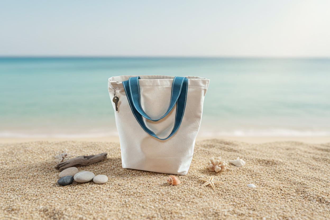 Handmade Natural 100% Organic Tote Bag & Sea Gull Purse set 