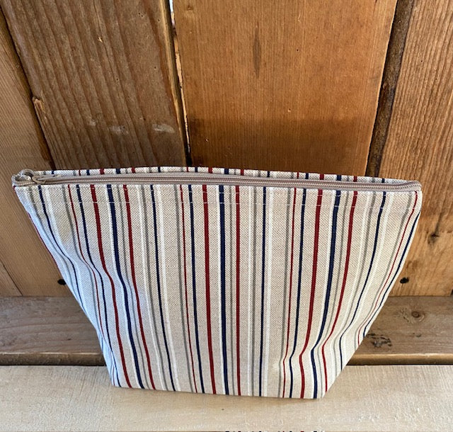 Handmade Fabric Washbag | Natural Fine Stripes White &amp; Blue Design | Free UK Shipping