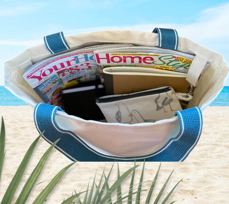 Handmade Natural 100% Linen Organic Tote Bag and Sea Gull Purse | Free UK Shipping