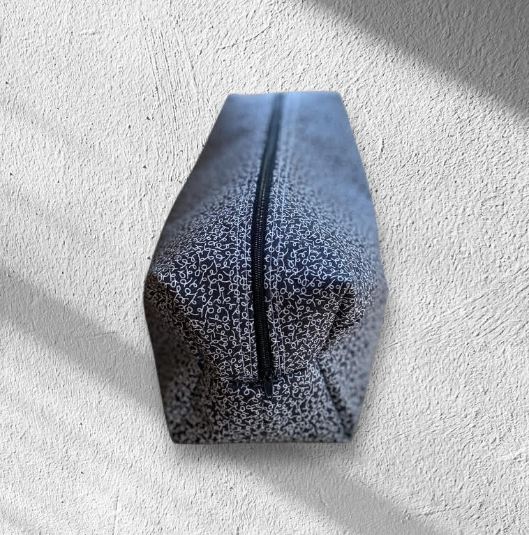 🖤 Handmade Black & White Scribble Stripe Wash Bag