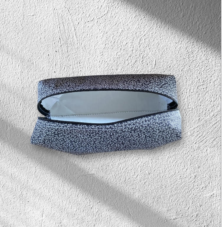 🖤 Handmade Black & White Scribble Stripe Wash Bag