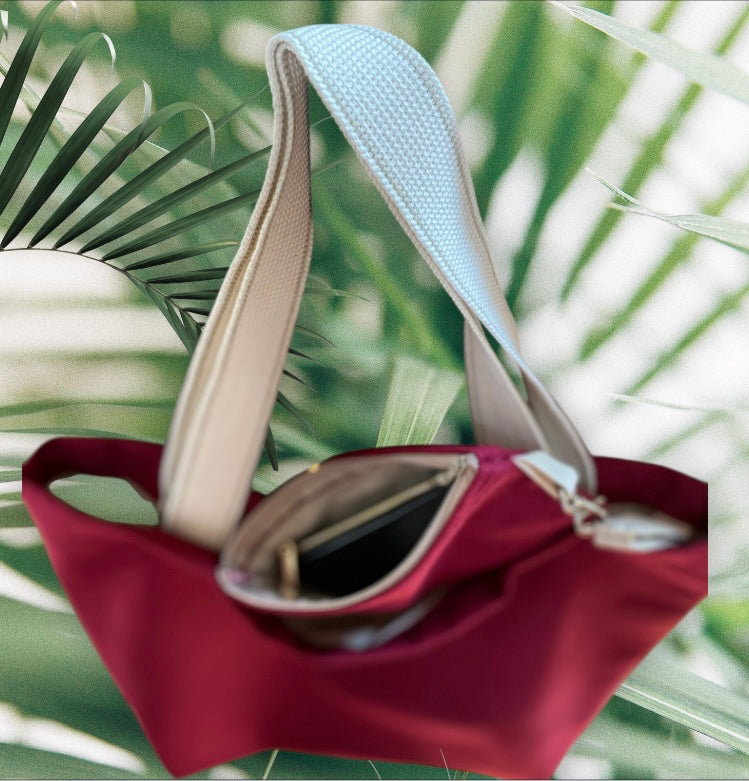 Handmade Burgundy 100% Linen Organic Tote Bag and Matching Purse | Free UK Shipping