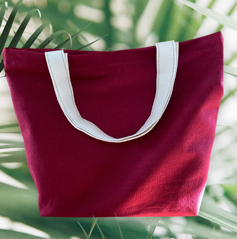 Handmade Burgundy 100% Linen Organic Tote Bag and Matching Purse | Free UK Shipping