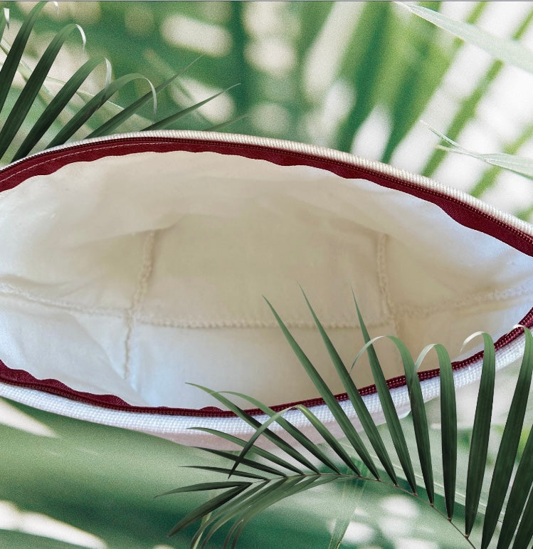 Natural organic  Embroidered  Handmade  Fabric washbag