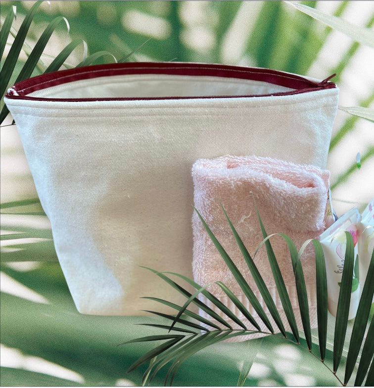 Natural organic  Embroidered  Handmade  Fabric washbag