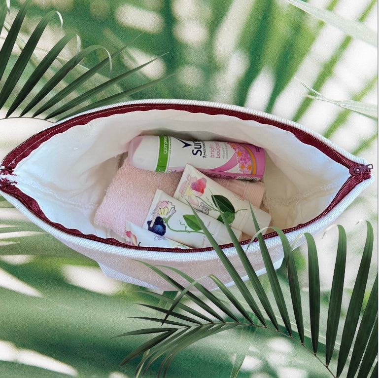 Natural organic  Embroidered  Handmade  Fabric washbag